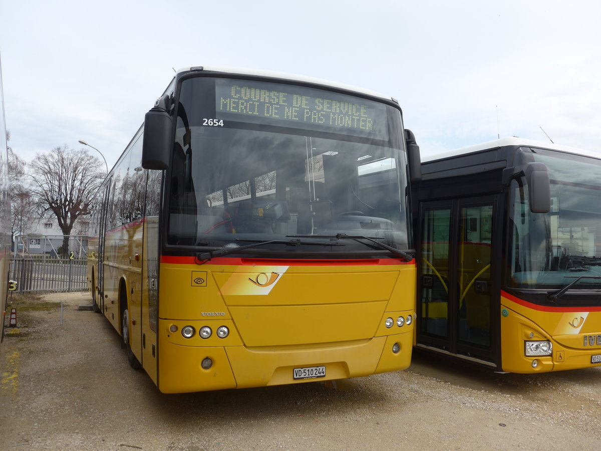 (189'973) - CarPostal Ouest - VD 510'244 - Volvo (ex P 25'165) am 2. April 2018 in Yverdon, Garage