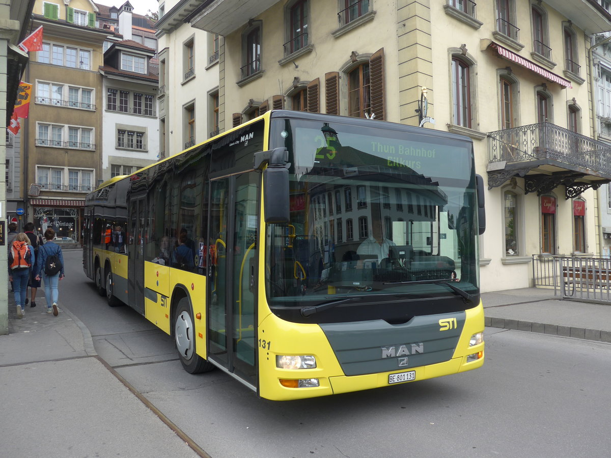(192'316) - STI Thun - Nr. 131/BE 801'131 - MAN am 4. Mai 2018 in Thun, Sinnebr�cke