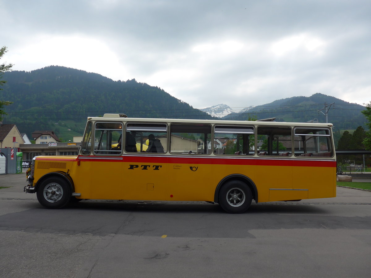 (192'782) - Altherr, Nesslau - SG 96'900 - Saurer/R&J am 5. Mai 2018 beim Bahnhof Nesslau-Neu St. Johann