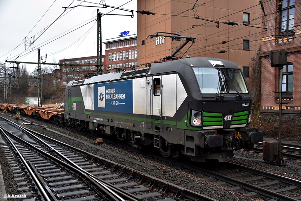 193 223 ist mit einen containerzug durch hh-harburg gefahren,17.02.17