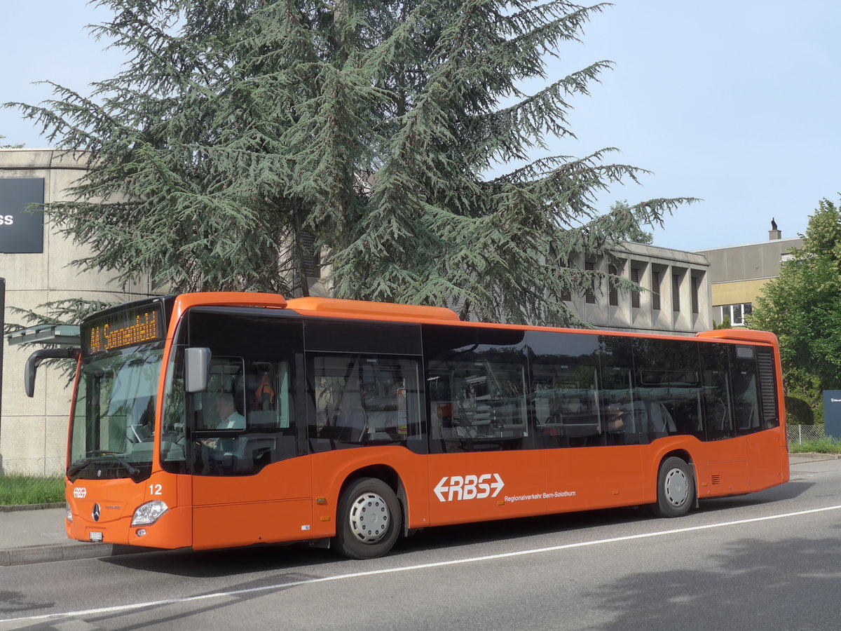 (193'645) - RBS Worblaufen - Nr. 12/BE 535'312 - Mercedes am 3. Juni 2018 beim Bahnhof G�mligen