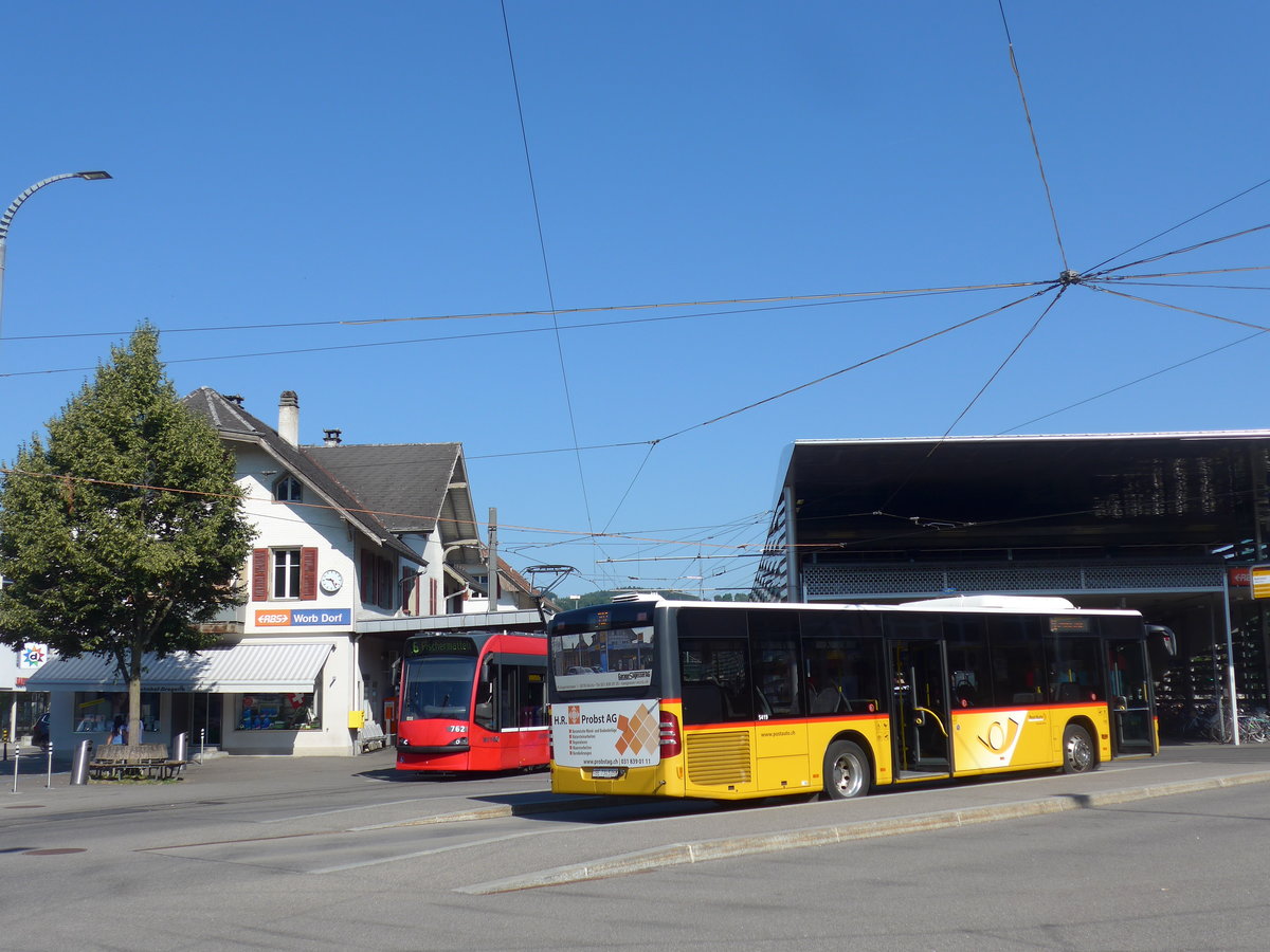 (194'463) - PostAuto Bern - Nr. 536/BE 734'536 - Mercedes am 1. Juli 2018 beim Bahnhof Worb Dorf