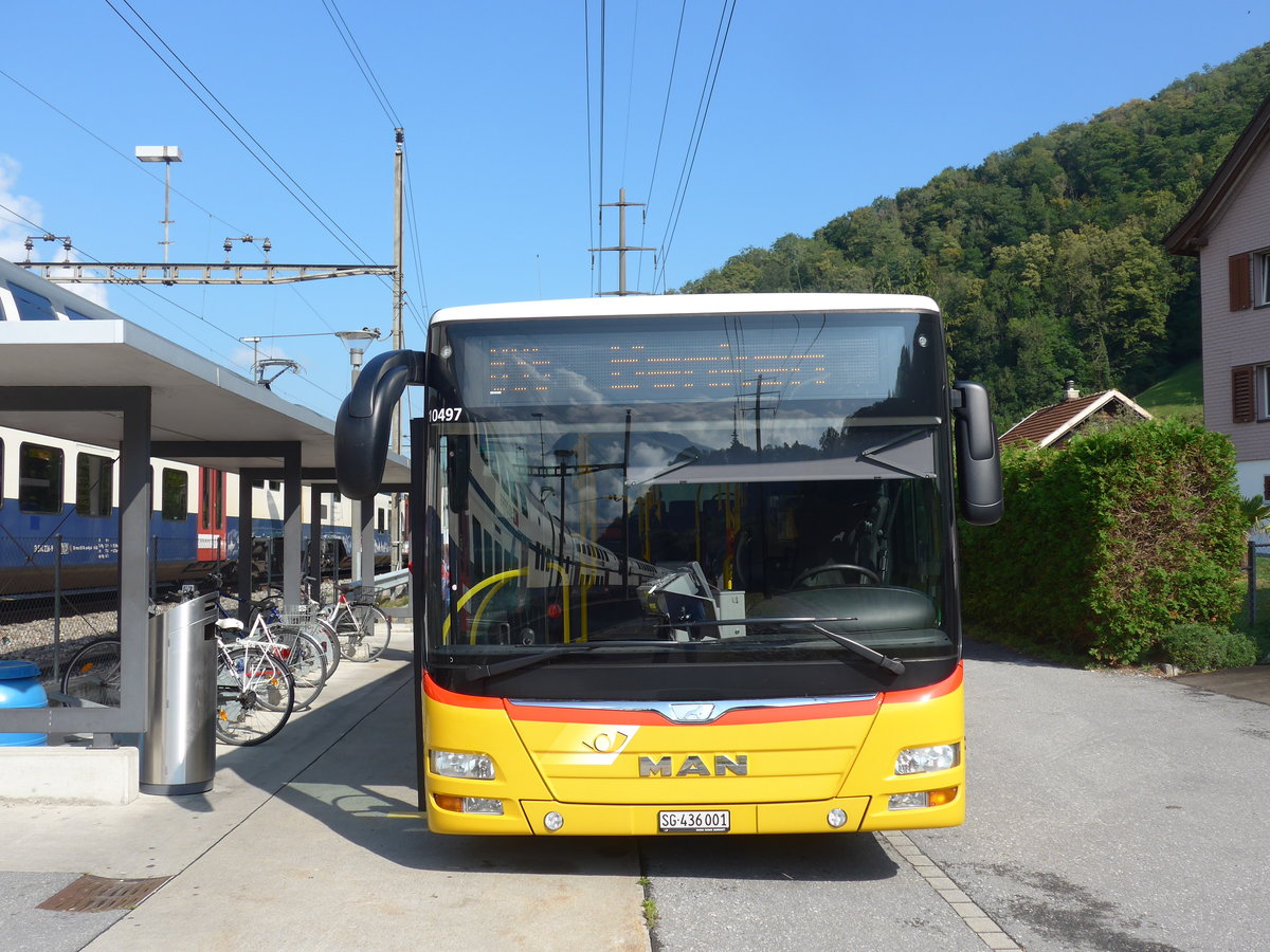 (194'528) - PostAuto Ostschweiz - SG 436'001 - MAN am 7. Juli 2018 beim Bahnhof Ziegelbr�cke