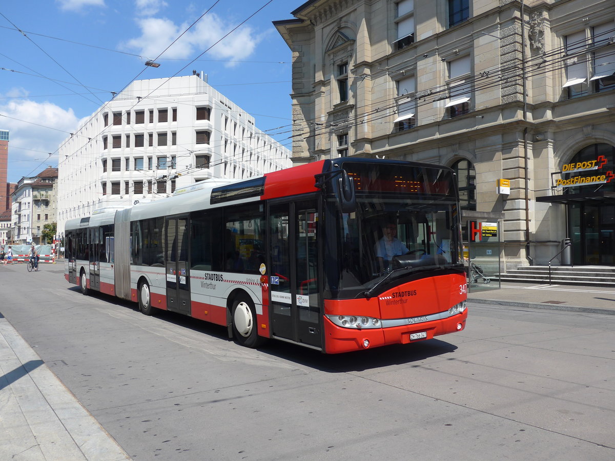 (194'641) - SW Winterthur - Nr. 347/ZH 766'347 - Solaris am 7. Juli 2018 beim Hauptbahnhof Winterthur