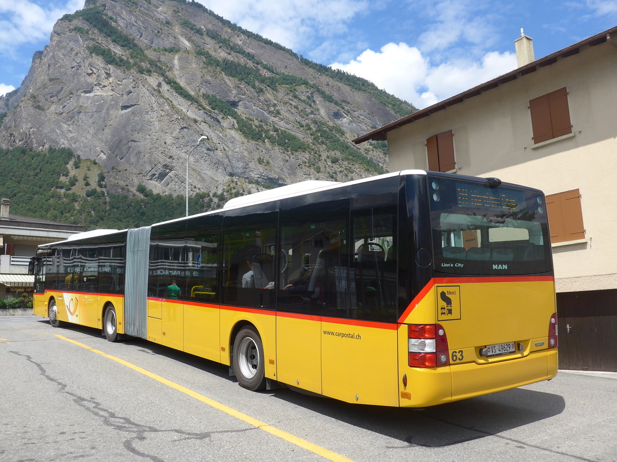 (195'038) - PostAuto Wallis - Nr. 63/VS 49'629 - MAN am 22. Juli 2018 in Leytron, Alte Post