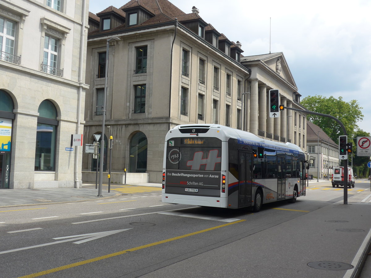 (195'097) - AAR bus+bahn, Aarau - Nr. 50/AG 7750 - Volvo am 23. Juli 2018 beim Bahnhof Aarau