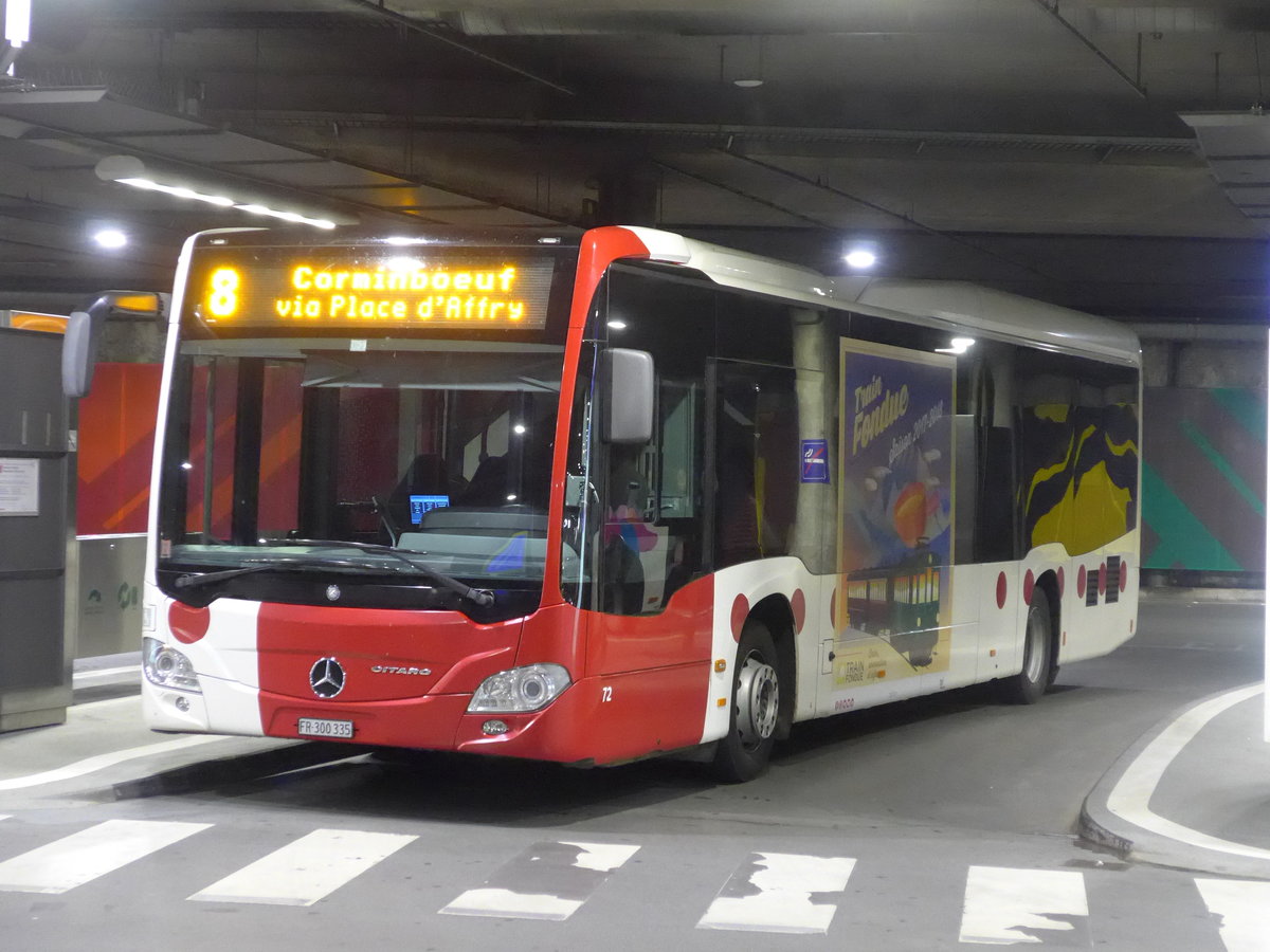 (195'364) - TPF Fribourg - Nr. 72/FR 300'335 - Mercedes am 31. Juli 2018 in Fribourg, Busbahnhof