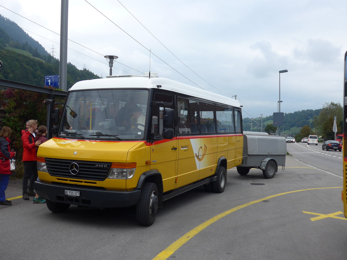 (196'410) - PostAuto Bern - BE 755'377 - Mercedes/Kusters am 2. September 2018 beim Bahnhof Reichenbach