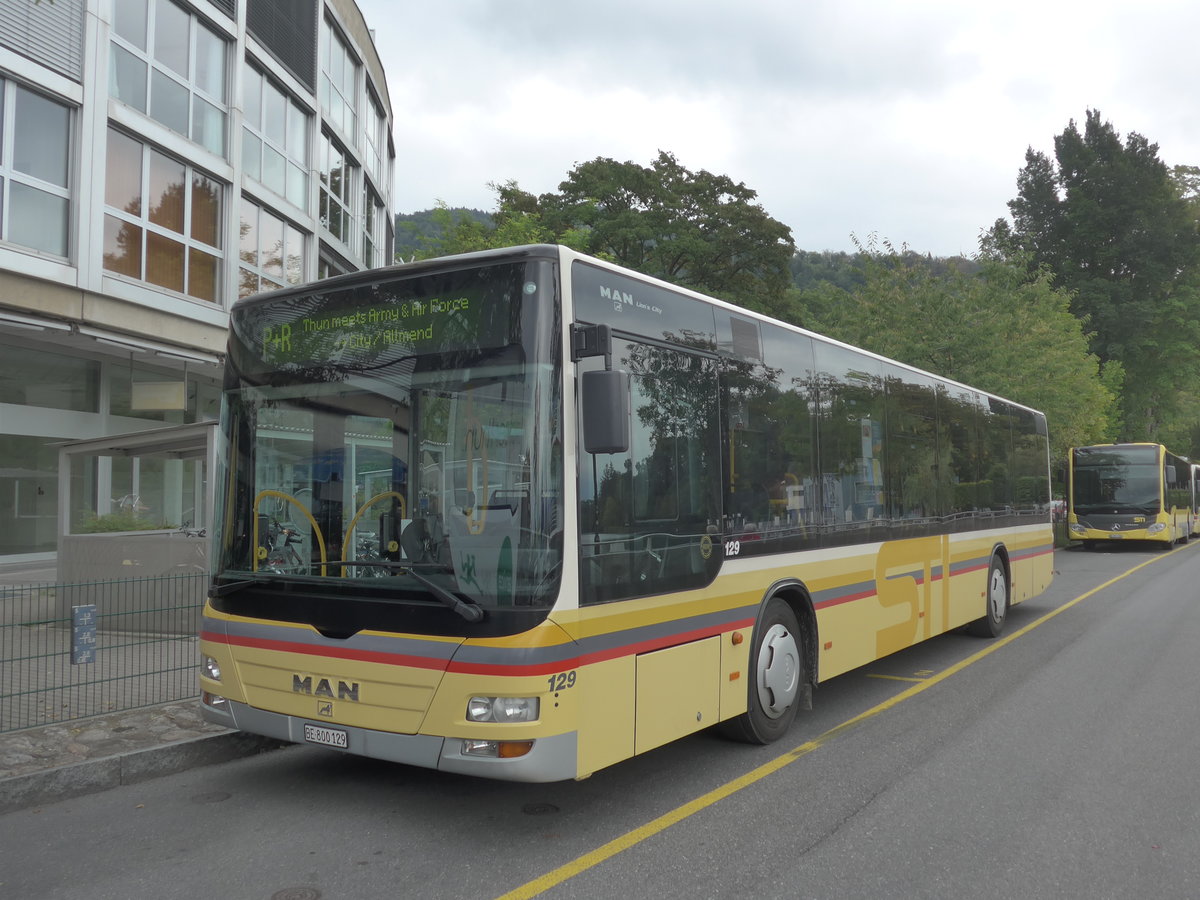 (196'457) - STI Thun - Nr. 129/BE 800'129 - MAN am 2. September 2018 bei der Schifflndte Thun