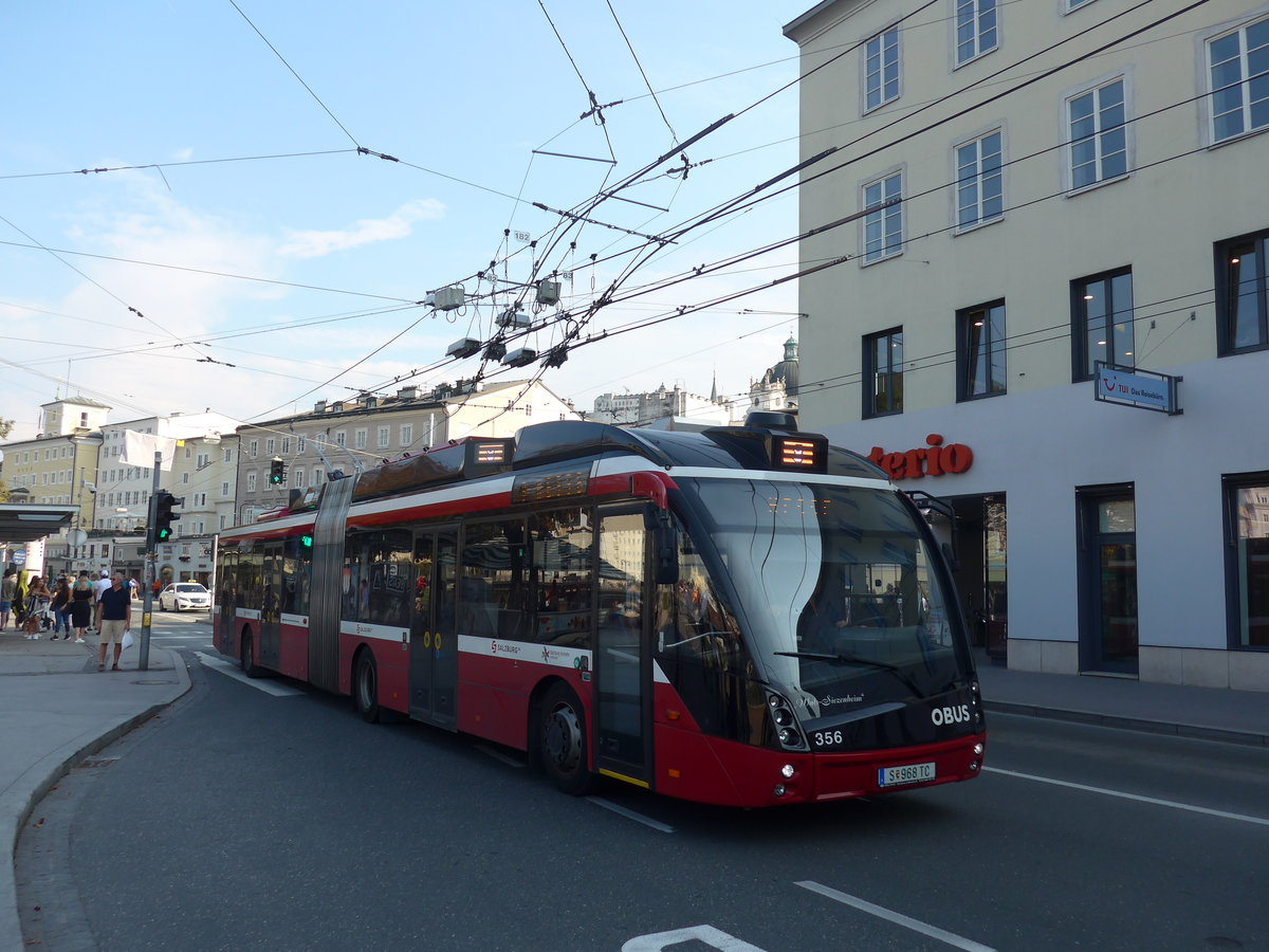 (197'335) - OBUS Salzburg - Nr. 356/S 968 TC - Solaris Gelenktrolleybus am 13. September 2018 in Salzburg, Hanuschplatz