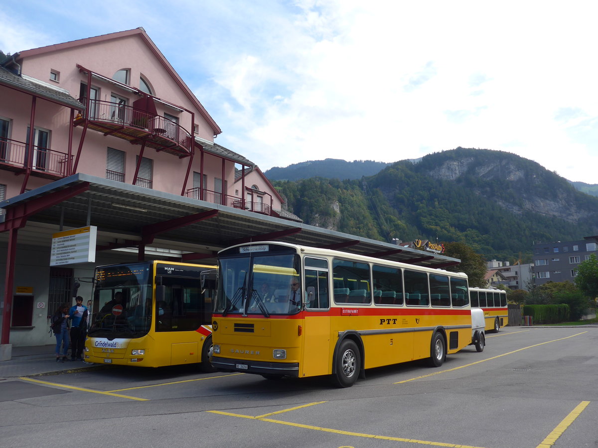 (197'677) - Schmid, Thrishaus - BE 26'206 - Saurer/Tscher (ex P 24'244) am 16. September 2018 in Meiringen, Postautostation