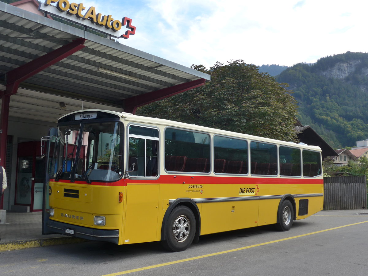 (197'678) - AVG Meiringen - Nr. 74/BE 607'481 - Saurer/R&J (ex PostAuto Berner Oberland; ex P 24'357) am 16. September 2018 in Meiringen, Postautostation