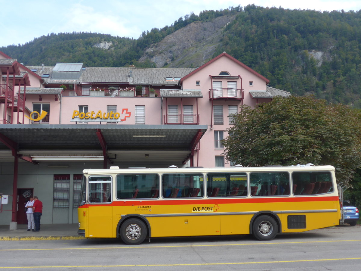 (197'681) - AVG Meiringen - Nr. 74/BE 607'481 - Saurer/R&J (ex PostAuto Berner Oberland; ex P 24'357) am 16. September 2018 in Meiringen, Postautostation