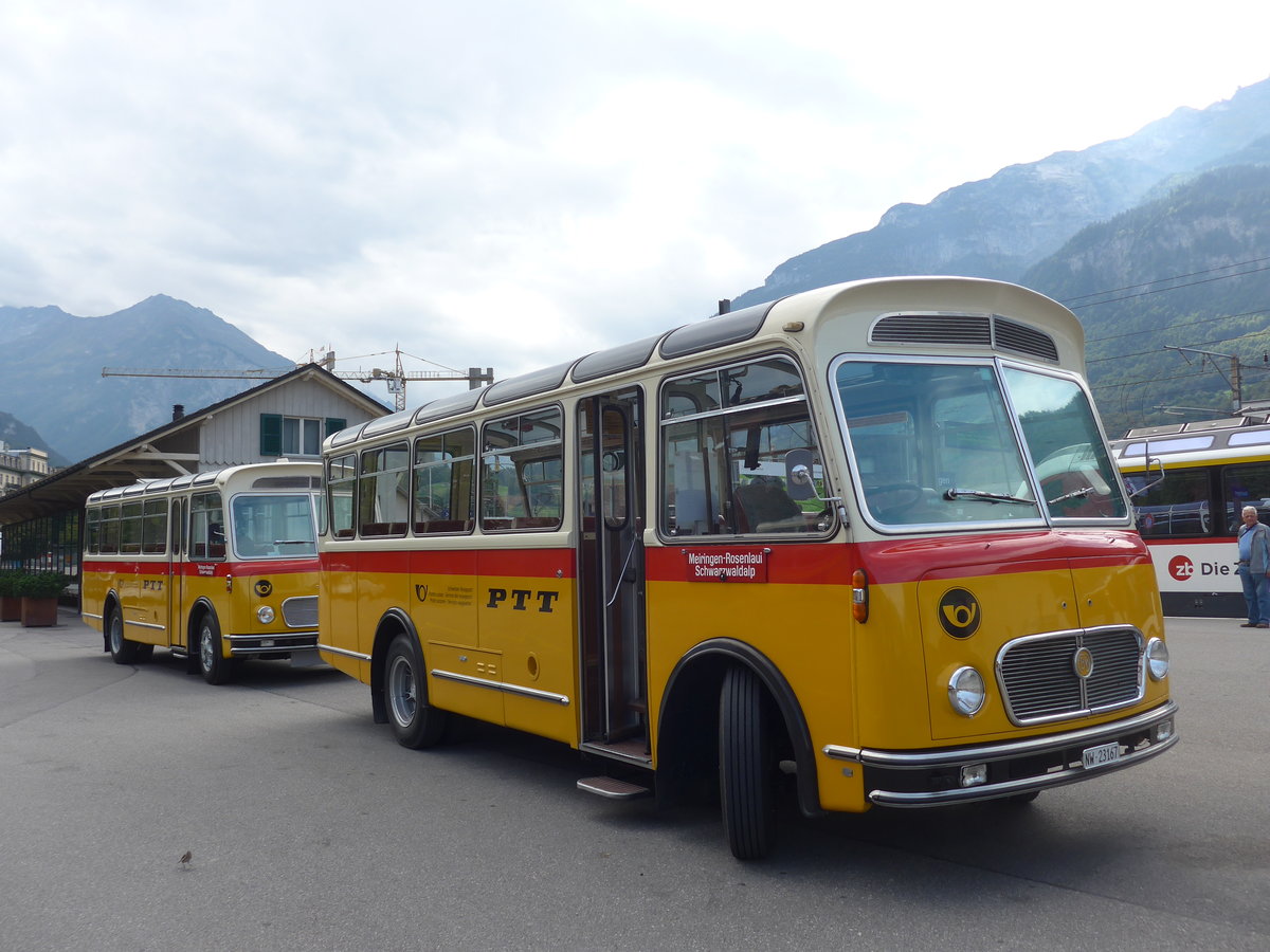 (197'691) - M�ller, Ennetmoos - NW 23'167 - FBW/Gangloff (ex Rentsch, Gunten; ex P 23'203; ex P 21'003) am 16. September 2018 beim Bahnhof Meiringen