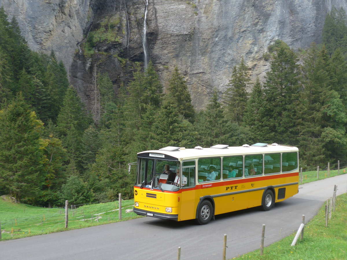(197'754) - Schmid, Th�rishaus - BE 26'206 - Saurer/T�scher (ex P 24'244) am 16. September 2018 in Meiringen, Scheideggstrasse