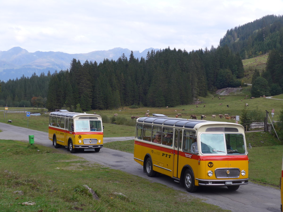 (197'789) - Frutig, Birmensdorf - ZH 560'883 - FBW/FHS (ex P 23'217) + M�ller, Ennetmoos - NW 23'167 - FBW/Gangloff (ex Rentsch, Gunten; ex P 23'203; ex P 21'003) am 16. September 2018 in Gschwandtenmaad