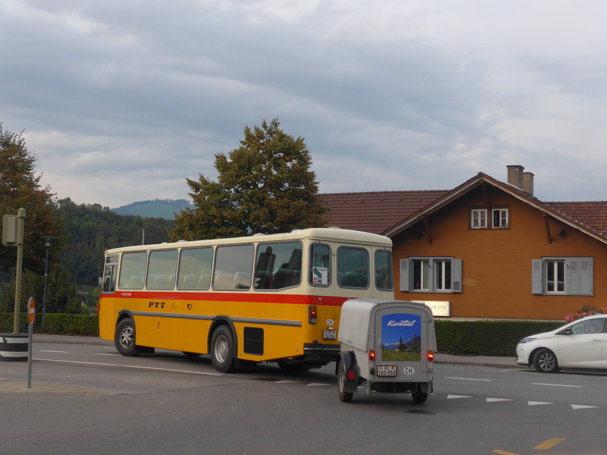 (197'885) - Schmid, Th�rishaus - BE 26'206 - Saurer/T�scher (ex P 24'244) am 16. September 2018 beim Bahnhof Spiez