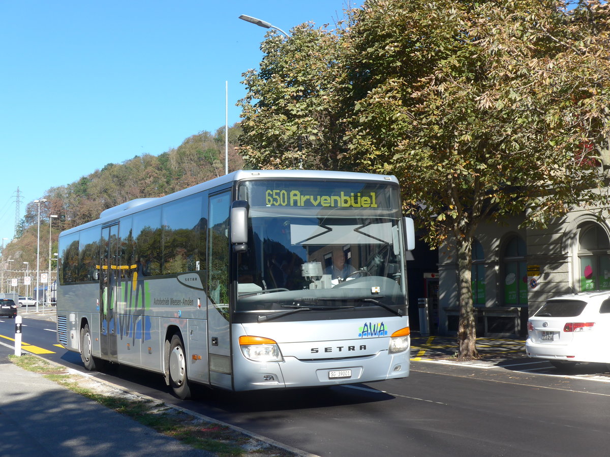 (198'234) - AWA Amden - Nr. 1/SG 39'001 - Setra am 13. Oktober 2018 beim Bahnhof Ziegelbr�cke