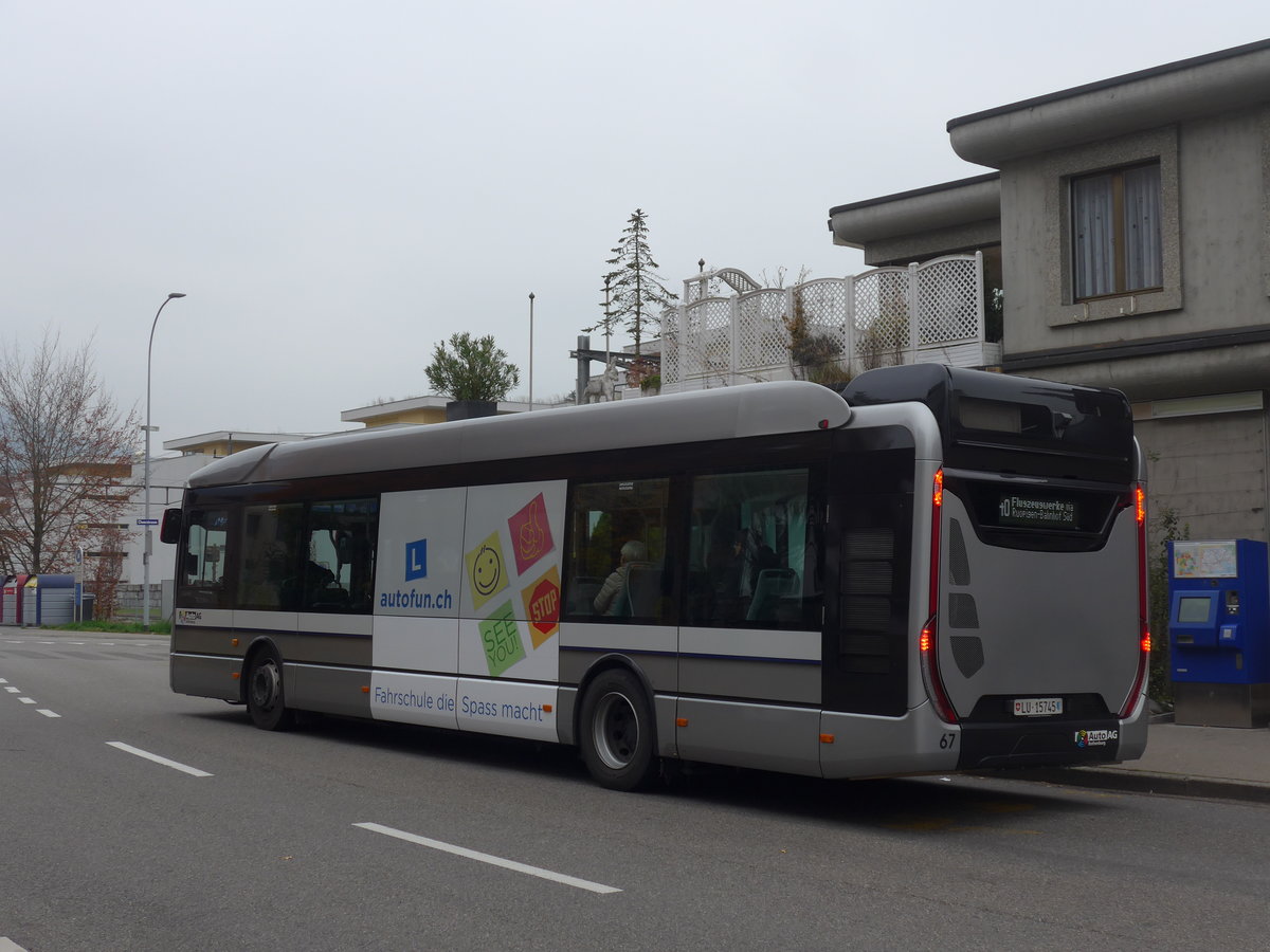 (199'321) - AAGR Rothenburg - Nr. 67/LU 15'745 - Iveco am 18. November 2018 beim Bahnhof Littau