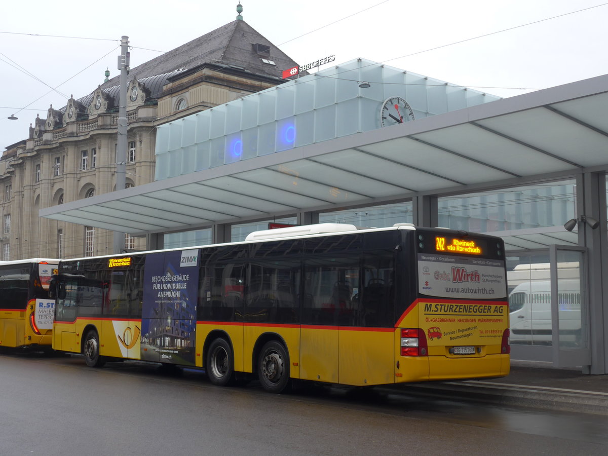 (199'470) - Schwizer, Goldach - SG 115'160 - MAN (ex Casutt, Gossau) am 24. November 2018 beim Bahnhof St. Gallen