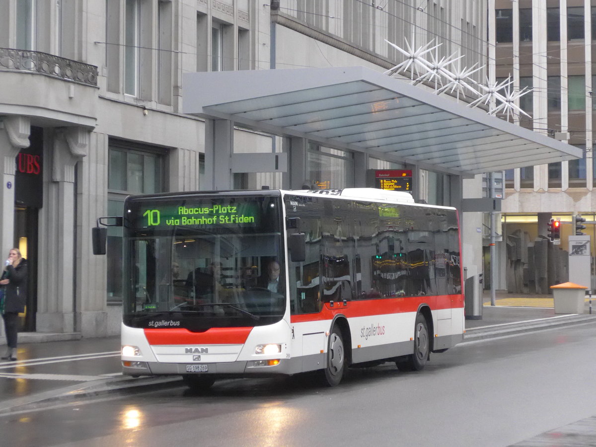 (199'472) - St. Gallerbus, St. Gallen - Nr. 269/SG 198'269 - MAN/G�ppel am 24. November 2018 beim Bahnhof St. Gallen