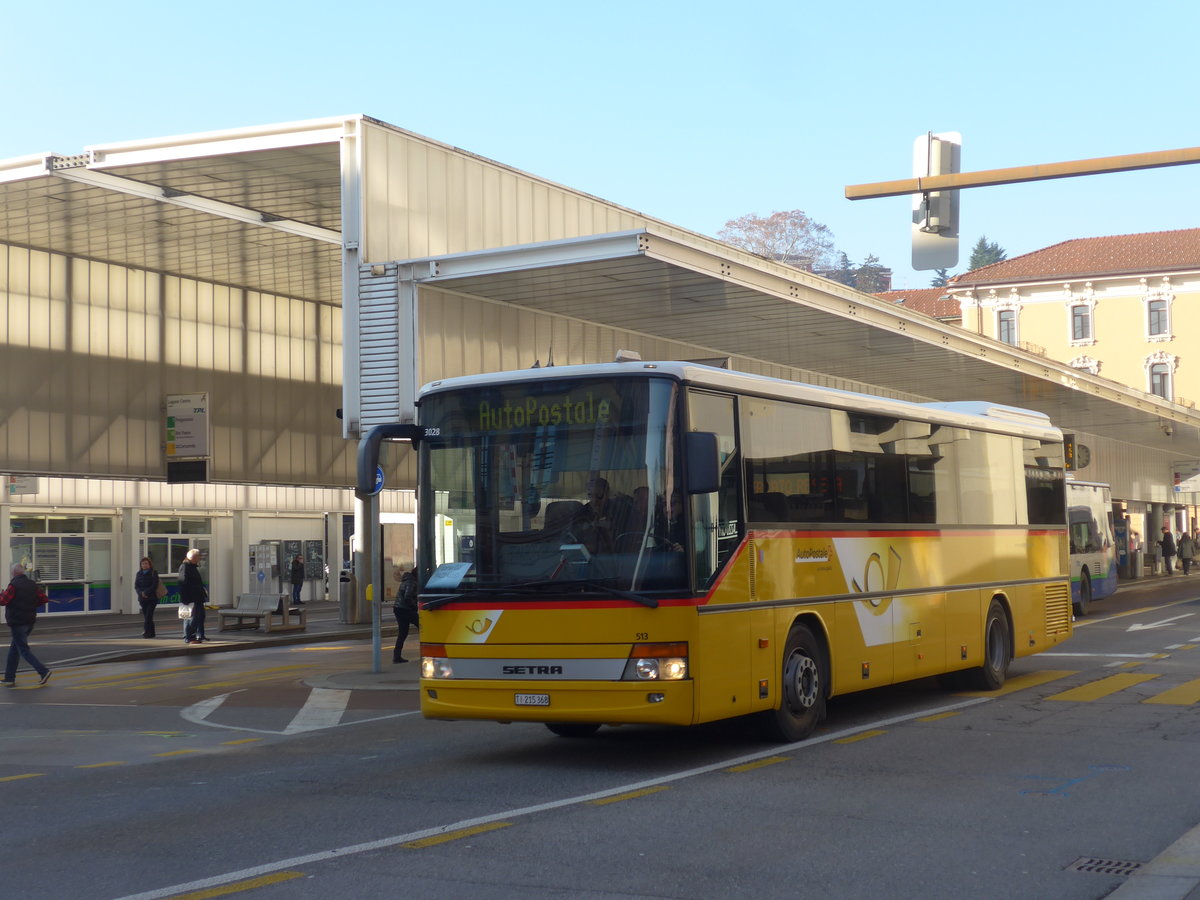(199'681) - AutoPostale Ticino - Nr. 513/TI 215'368 - Setra (ex Nr. 530; ex Schera, Muggio) am 7. Dezember 2018 in Lugano, Centro