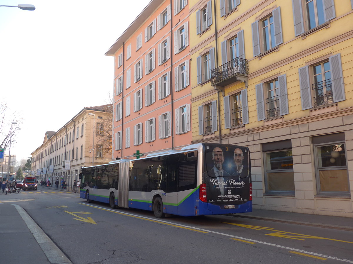 (199'714) - TPL Lugano - Nr. 444/TI 297'011 - Mercedes am 7. Dezember 2018 in Lugano, Centro