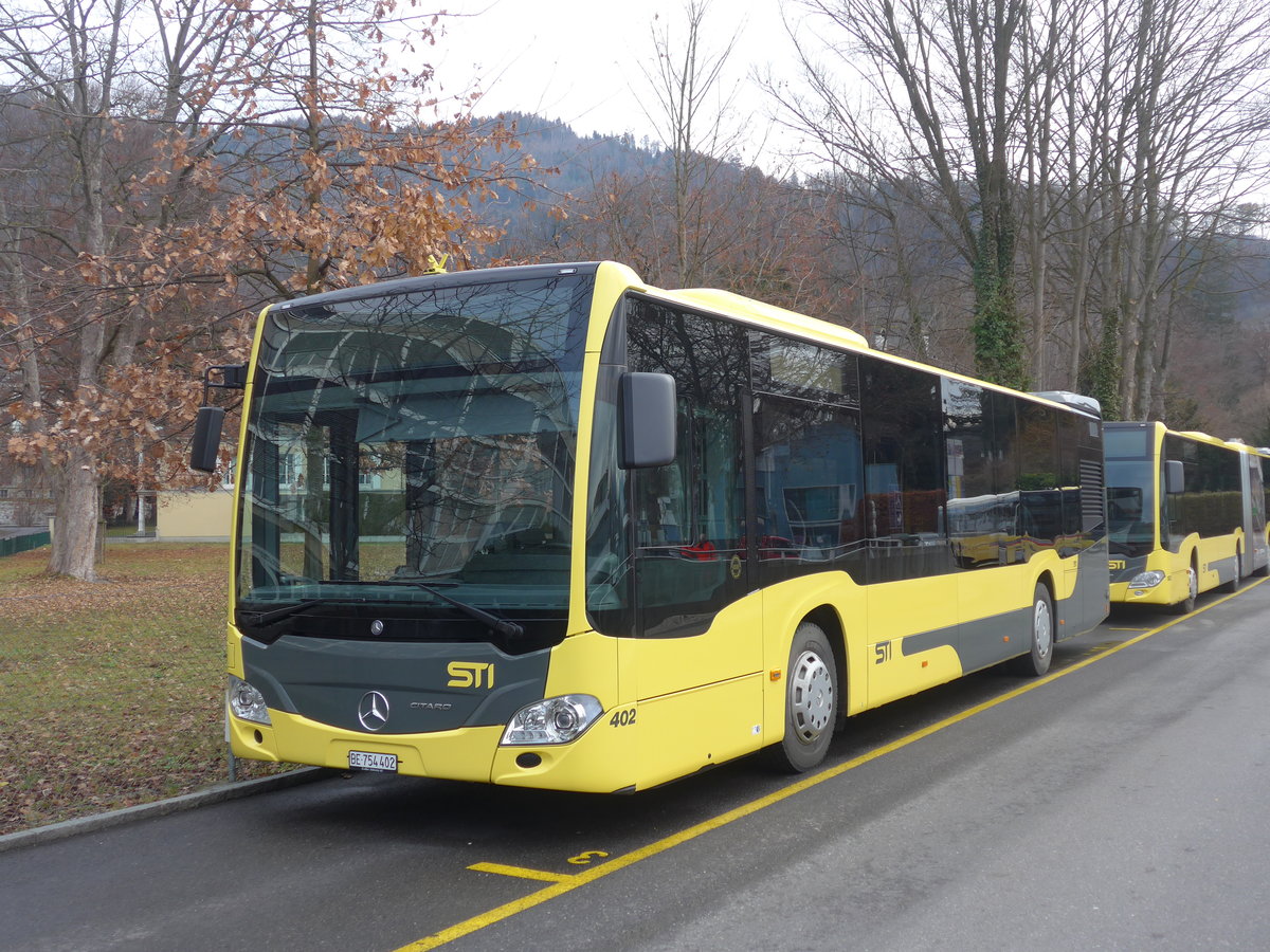 (200'423) - STI Thun - Nr. 402/BE 754'402 - Mercedes am 31. Dezember 2018 bei der Schifflndte Thun