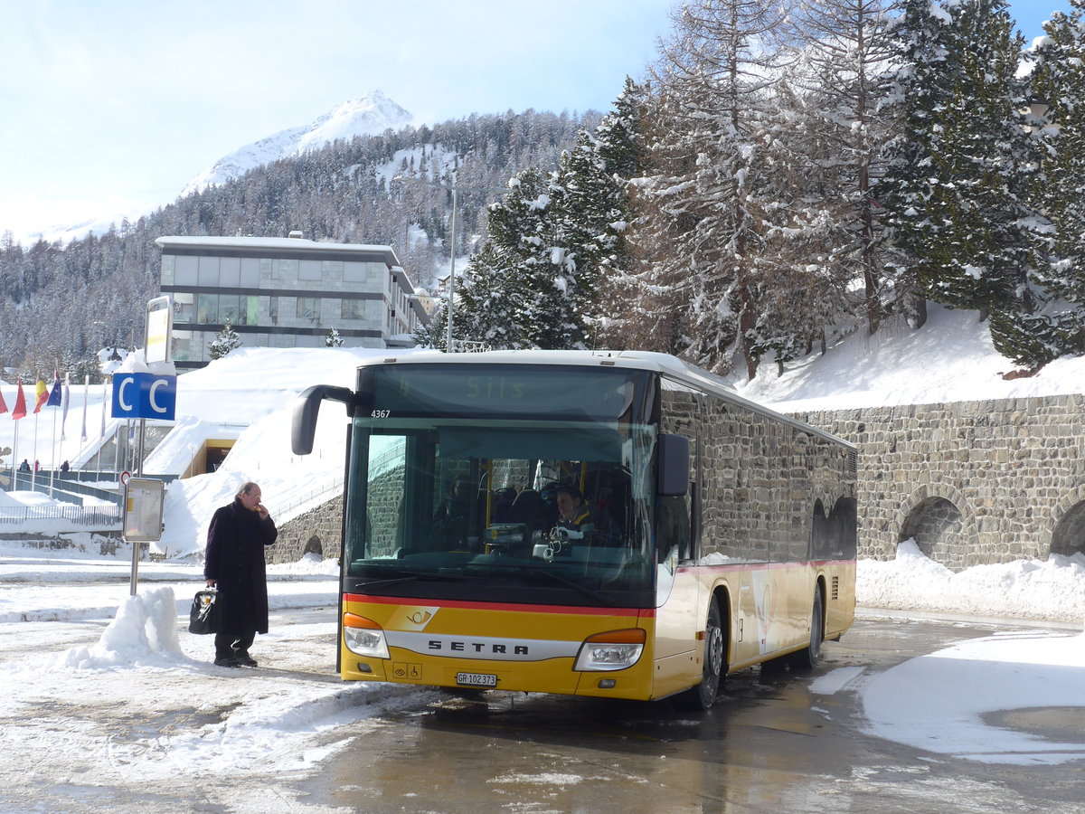 (201'426) - PostAuto Graub�nden - GR 102'373 - Setra am 2. Februar 2019 beim Bahnhof St. Moritz