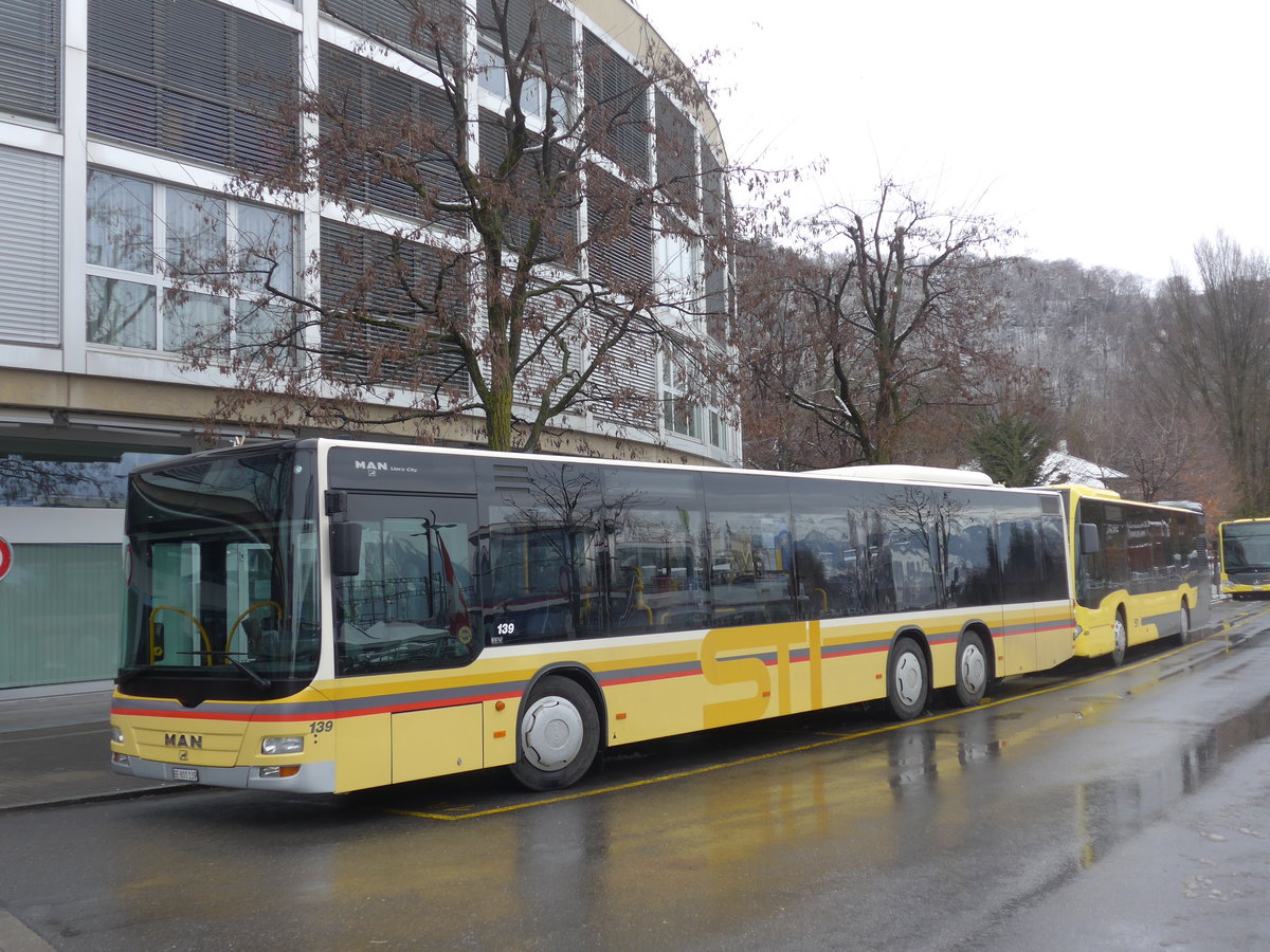 (201'484) - STI Thun - Nr. 132/BE 801'132 - MAN am 11. Februar 2019 bei der Schiffl�ndte Thun