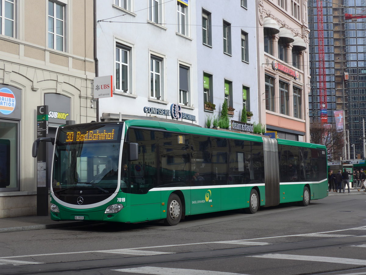 (201'491) - BVB Basel - Nr. 7019/BS 99'319 - Mercedes am 11. Februar 2019 beim Bahnhof Basel