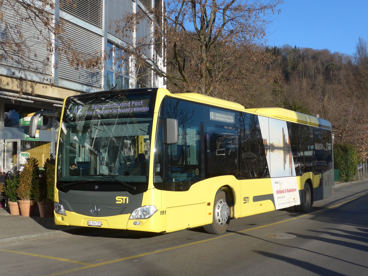 (201'699) - STI Thun - Nr. 191/BE 804'191 - Mercedes am 17. Februar 2019 bei der Schiffl�ndte Thun