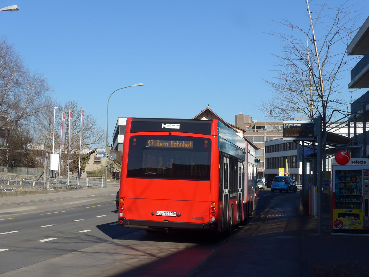 (201'715) - Bernmobil, Bern - Nr. 205/BE 724'205 - Hess/Hess am 18. Februar 2019 in K�niz, Weiermatt