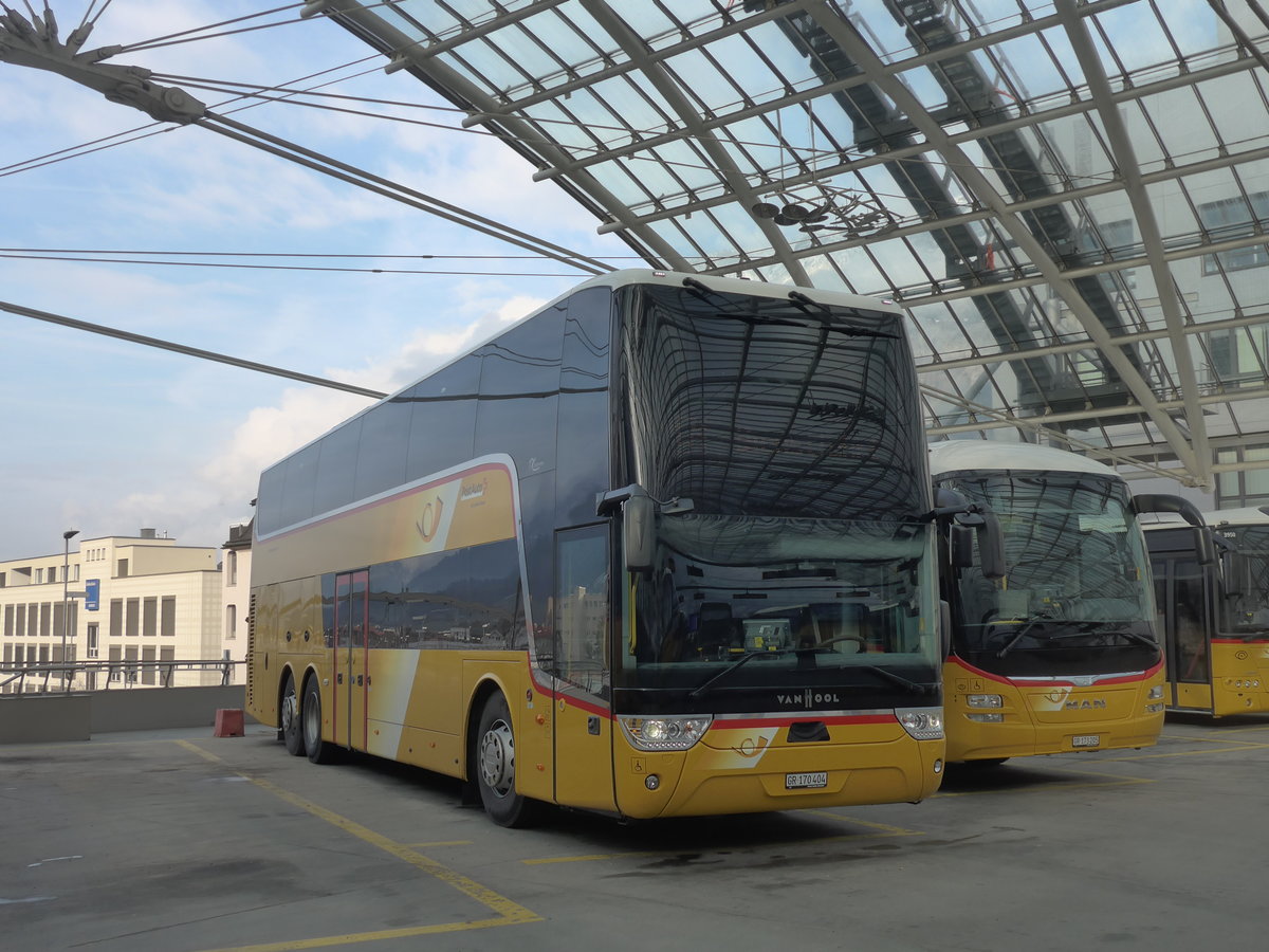 (201'812) - PostAuto Graub�nden - GR 170'404 - Van Hool am 2. M�rz 2019 in Chur, Postautostation
