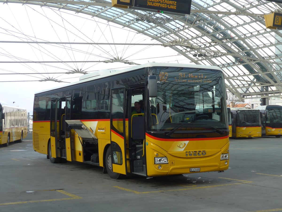 (201'822) - PostAuto Bern - BE 474'688 - Iveco am 2. M�rz 2019 in Chur, Postautostation