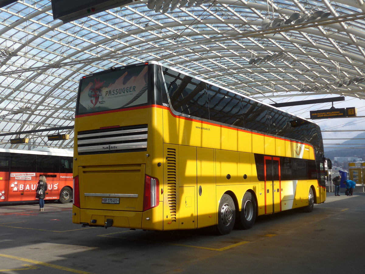 (201'837) - PostAuto Graub�nden - GR 170'401 - Van Hool am 2. M�rz 2019 in Chur, Postautostation