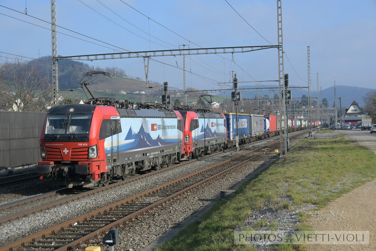 2019-11-24, SBB CFF FFS Cargo Gelterkinden
Locomotive électrique Siemens Vectron 
Br 193 474 [Mannheim]