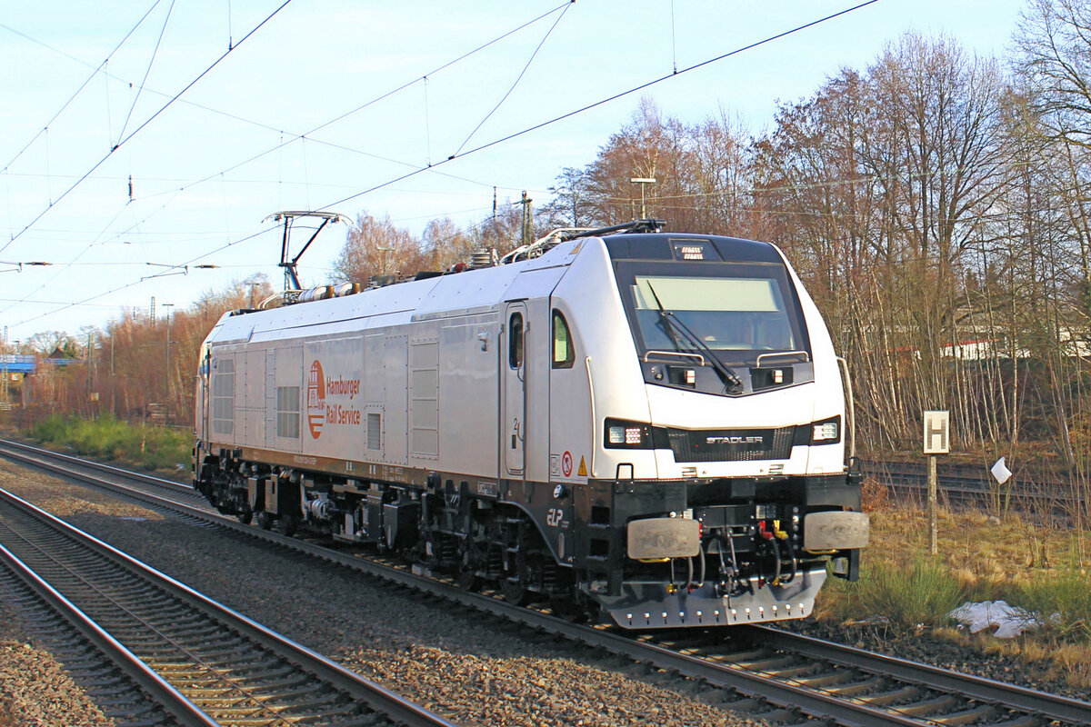 2019 329-2 (HRS Hamburger Rail Service) durchfährt am 16.01.2026 den Bahnhof Tostedt.