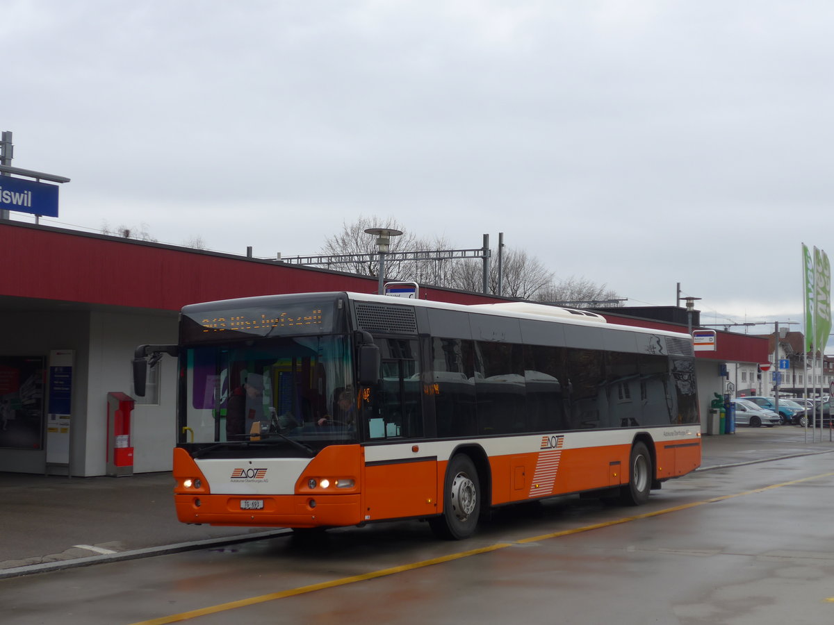 (201'966) - AOT Amriswil - Nr. 11/TG 693 - Neoplan am 4. M�rz 2019 beim Bahnhof Amriswil
