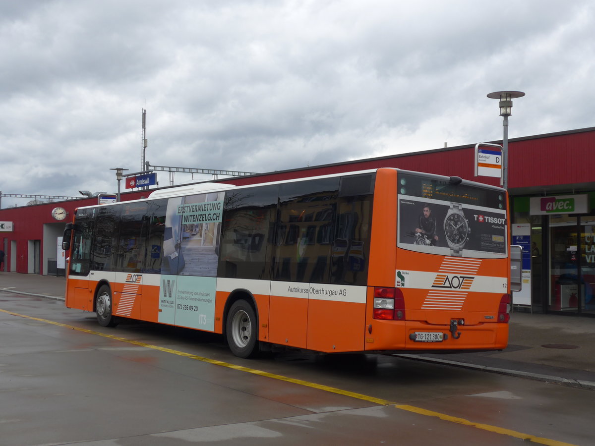 (201'971) - AOT Amriswil - Nr. 12/TG 121'300 - MAN am 4. Mrz 2019 beim Bahnhof Amriswil