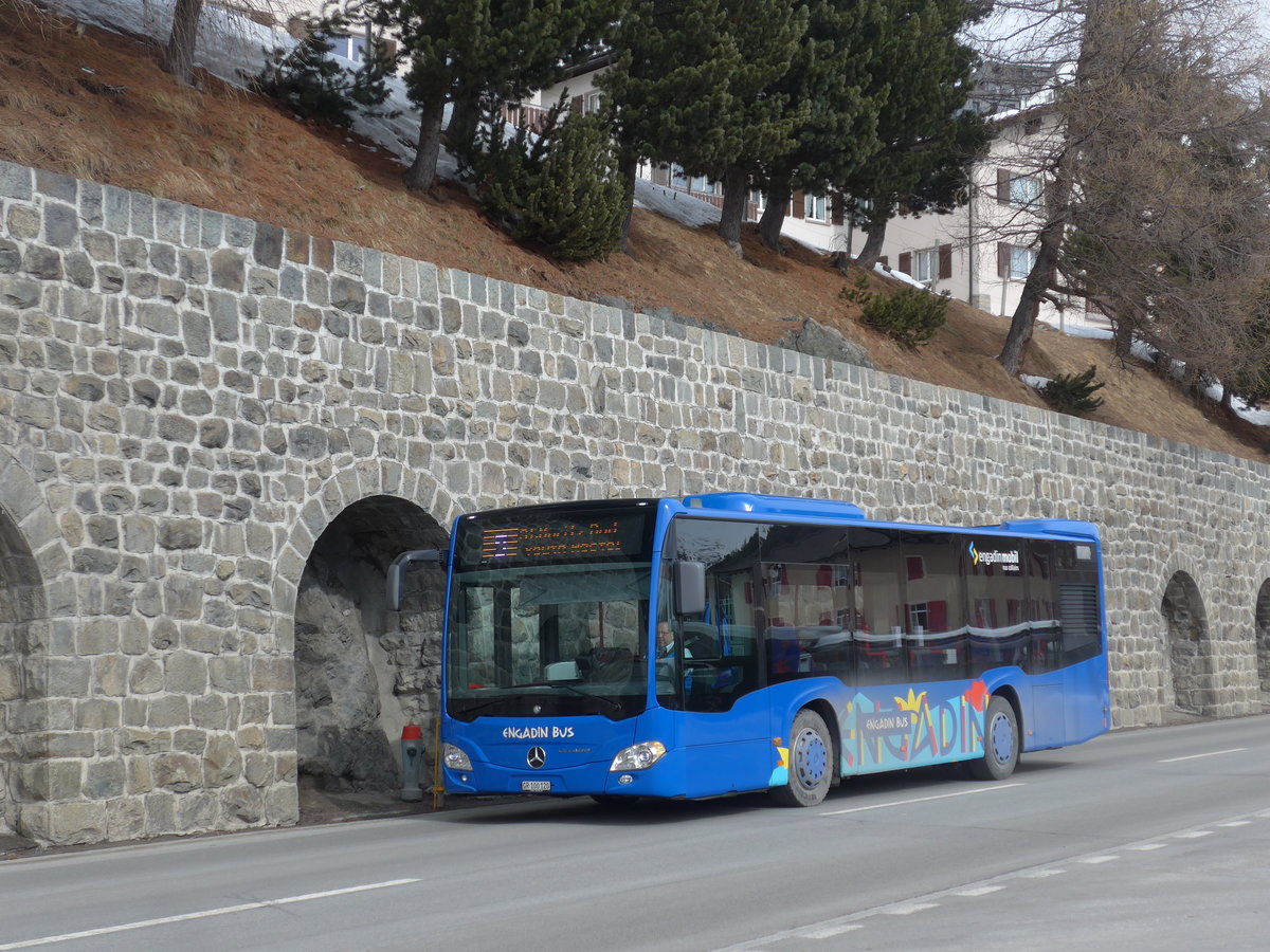 (202'060) - SBC Chur - Nr. 120/GR 100'120 - Mercedes am 10. M�rz 2019 beim Bahnhof St. Moritz