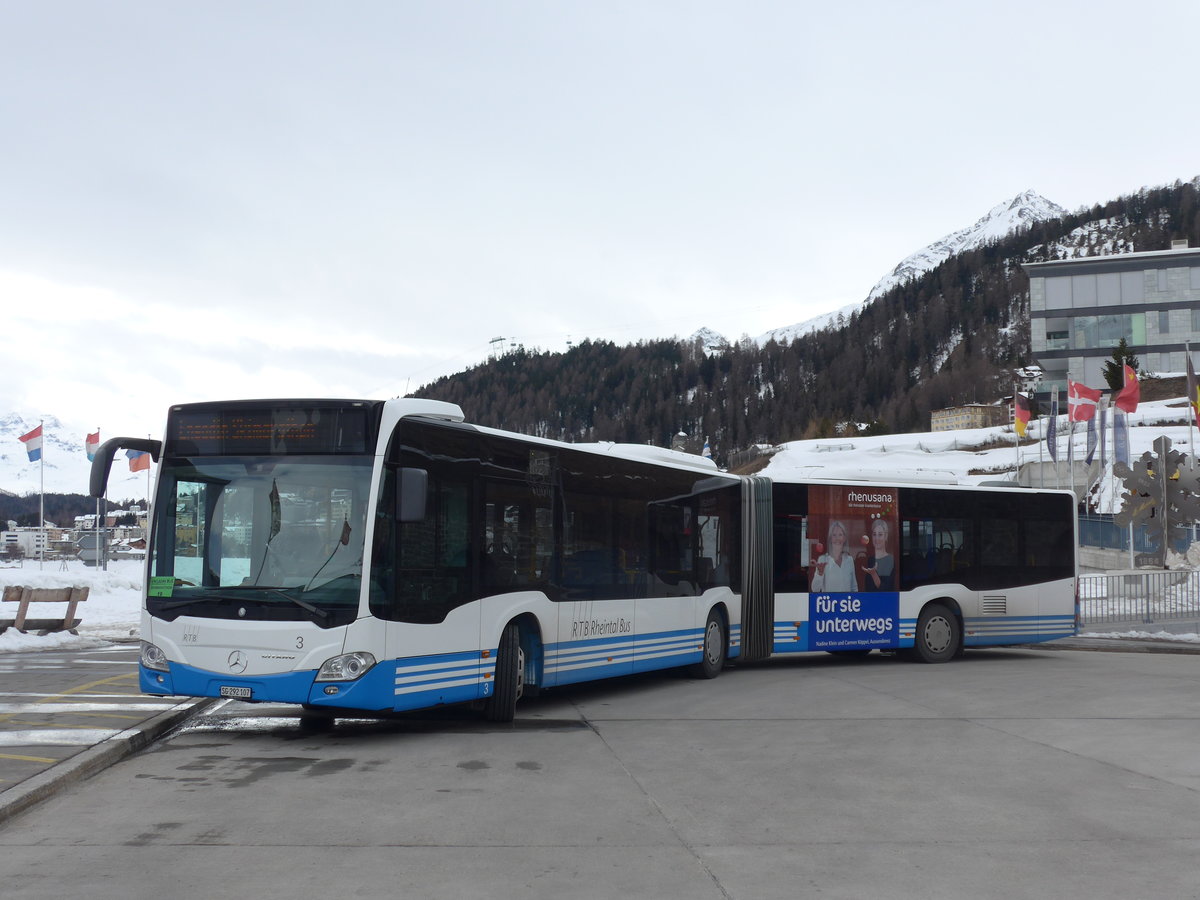 (202'109) - RTB Altst�tten - Nr. 3/SG 292'107 - Mercedes am 10. M�rz 2019 beim Bahnhof St. Moritz