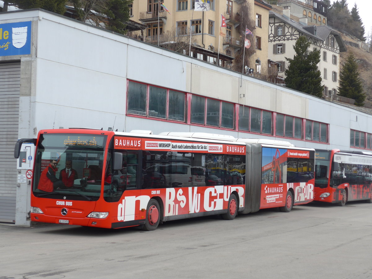 (202'122) - SBC Chur - Nr. 56/GR 155'856 - Mercedes (ex Nr. 36) am 10. M�rz 2019 beim Bahnhof St. Moritz 