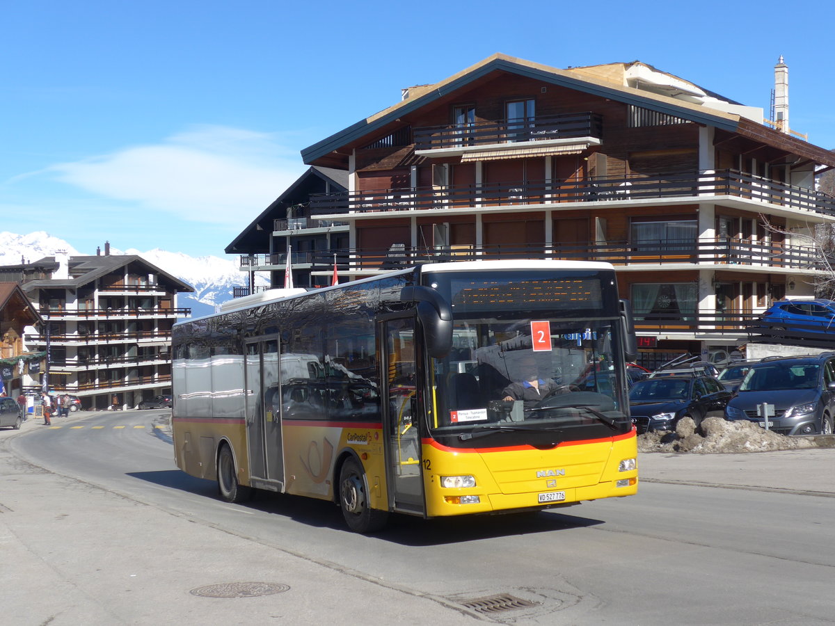 (202'425) - MOB Montreux - Nr. 12/VD 527'776 - MAN/G�ppel am 16. M�rz 2019 in Haute-Nendaz, T�l�cabine (Einsatz Lathion)