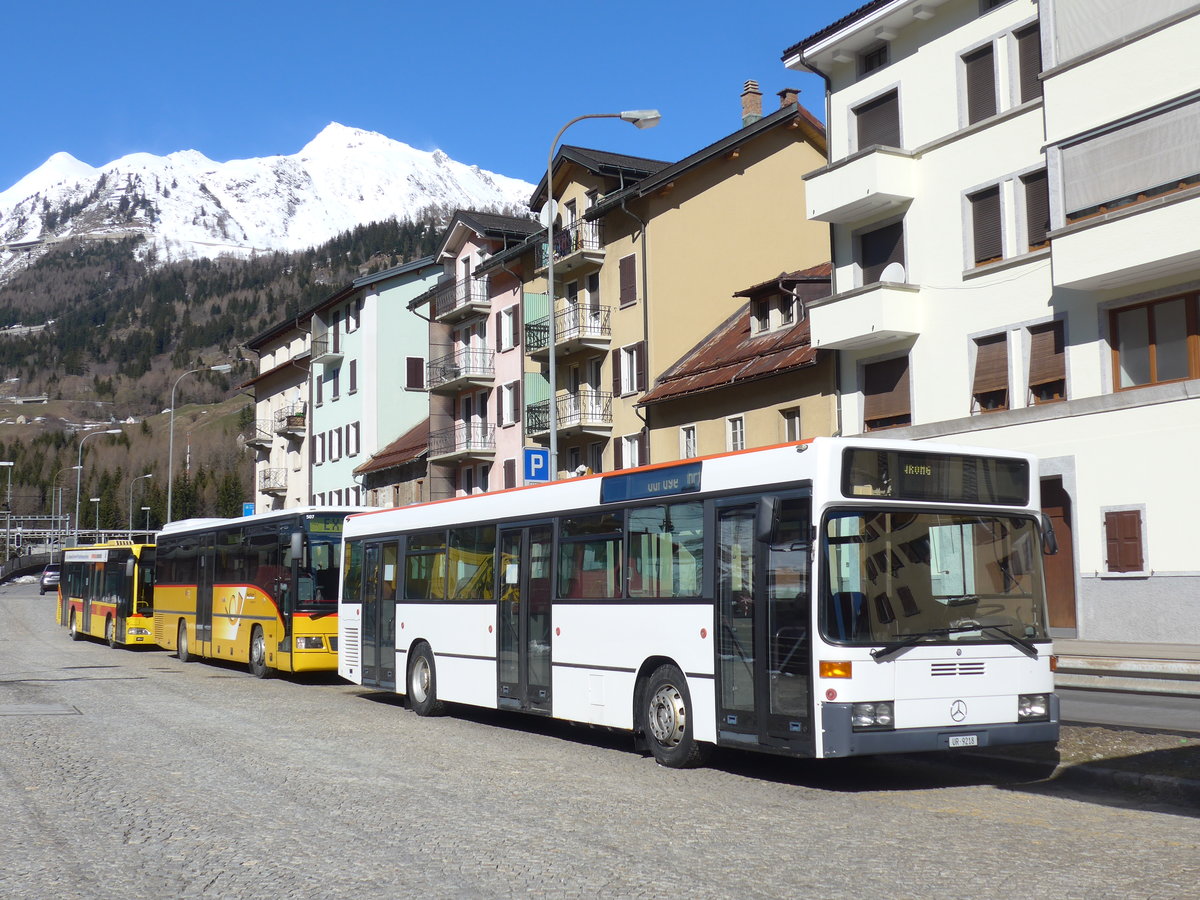 (202'525) - Meyer, G�schenen - UR 9218 - Mercedes (ex BSU Solothurn Nr. 65; ex BSU Solothurn Nr. 59) am 19. M�rz 2019 beim Bahnhof Airolo