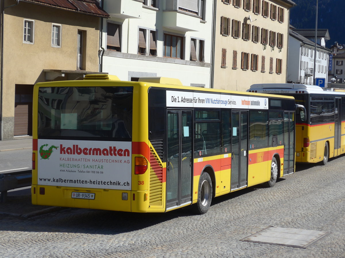 (202'533) - Meyer, Gschenen - Nr. 38/UR 9345 - Mercedes (ex BLT Oberwil Nr. 38) am 19. Mrz 2019 beim Bahnhof Airolo