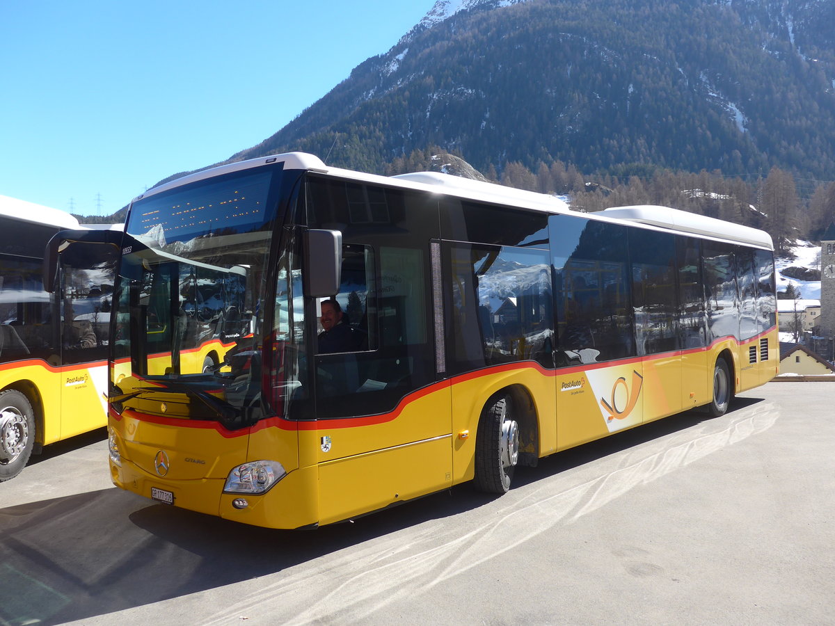 (202'614) - PostAuto Graubnden - GR 177'316 - Mercedes am 20. Mrz 2019 beim Bahnhof Susch