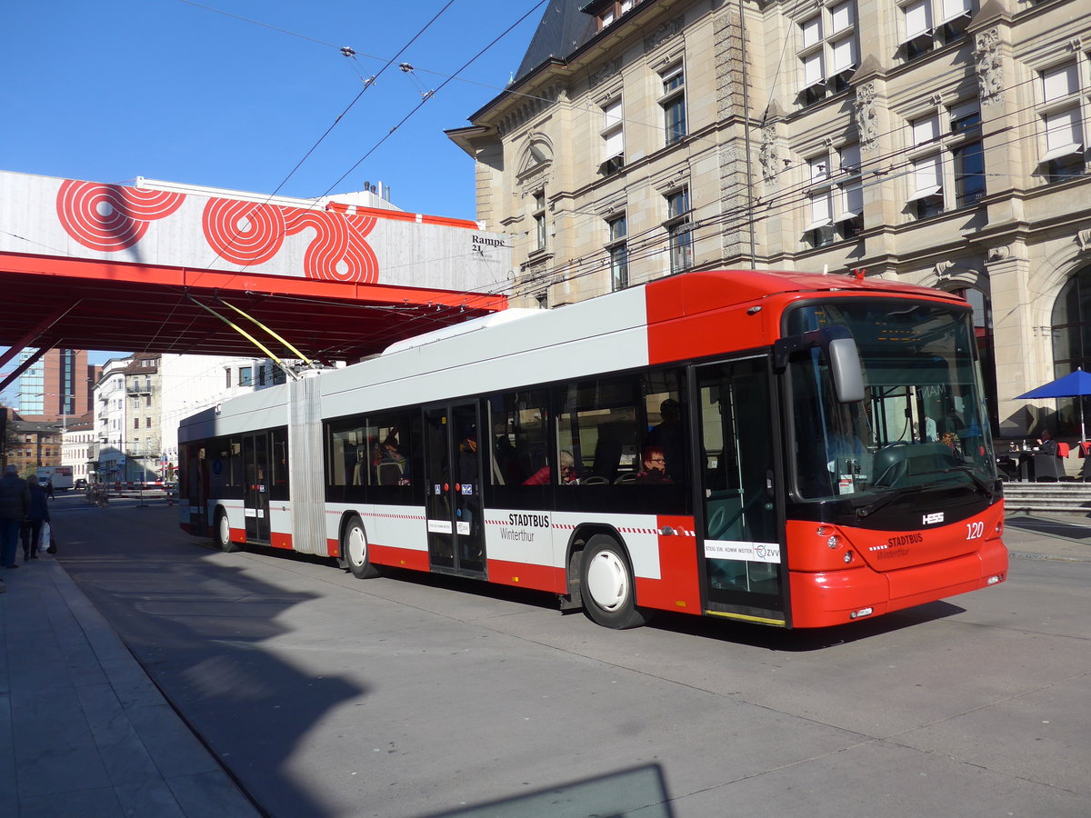 (202'776) - SW Winterthur - Nr. 120 - Hess/Hess Gelenktrolleybus am 21. M�rz 2019 beim Hauptbahnhof Winterthur