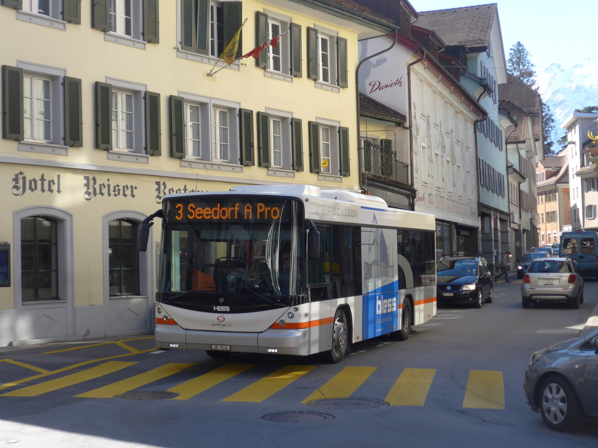 (202'805) - AAGU Altdorf - Nr. 4/UR 9234 - Scania/Hess am 22. Mrz 2019 in Altdorf, Telldenkmal