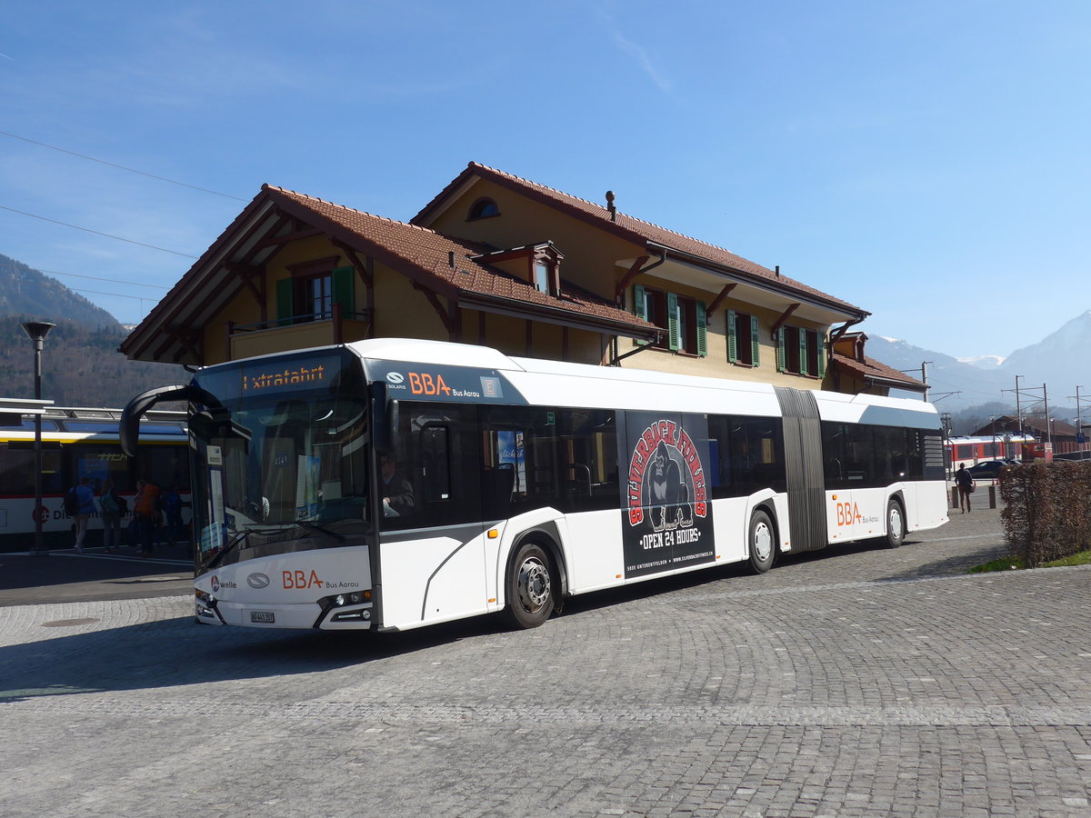 (202'871) - BBA Aarau - Nr. 157/AG 441'157 - Solaris am 22. M�rz 2019 beim Bahnhof Alpnachstad